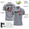 Custom Gray Vintage USA Flag-Black Performance Vapor Golf Polo Shirt