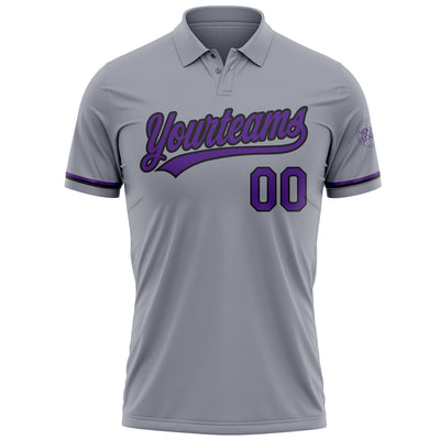 Custom Gray Purple-Black Performance Vapor Golf Polo Shirt