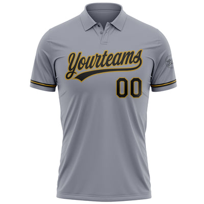 Custom Gray Black-Old Gold Performance Vapor Golf Polo Shirt