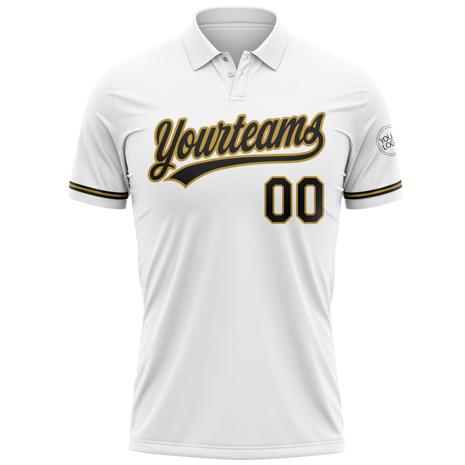 Custom White Black-Old Gold Performance Vapor Golf Polo Shirt