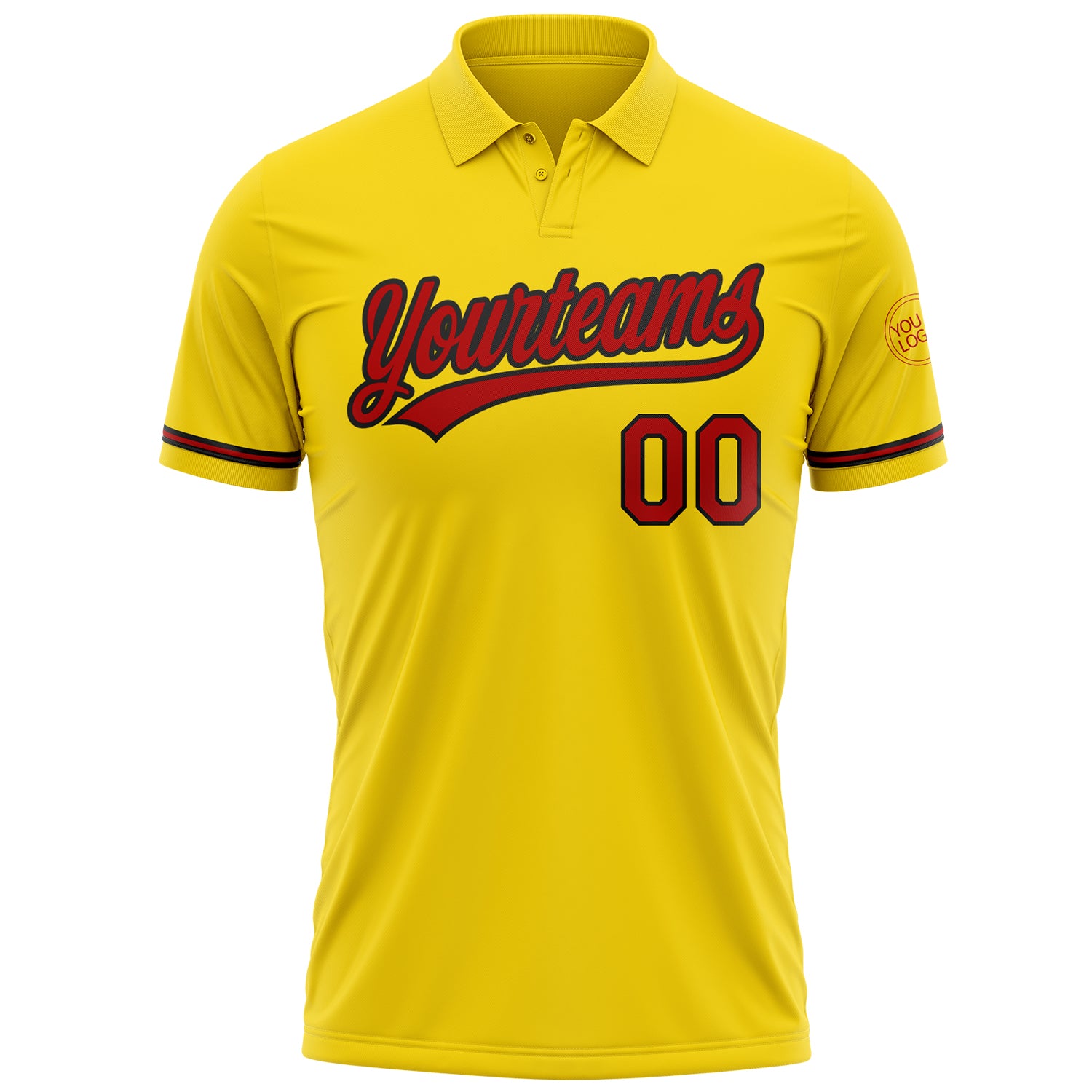 Custom Yellow Red-Black Performance Vapor Golf Polo Shirt