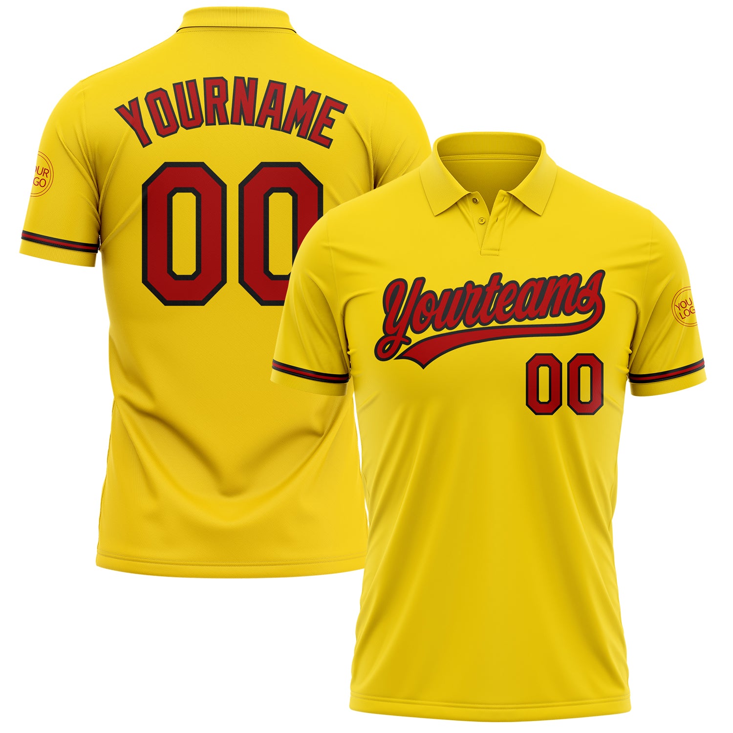 Custom Yellow Red-Black Performance Vapor Golf Polo Shirt