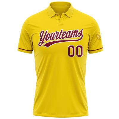 Custom Yellow Crimson-White Performance Vapor Golf Polo Shirt