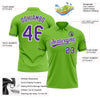 Custom Neon Green Purple-White Performance Vapor Golf Polo Shirt