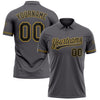 Custom Steel Gray Black-Old Gold Performance Vapor Golf Polo Shirt