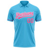 Custom Sky Blue Pink-White Performance Vapor Golf Polo Shirt