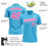 Custom Sky Blue Pink-White Performance Vapor Golf Polo Shirt