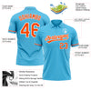 Custom Sky Blue Orange-White Performance Vapor Golf Polo Shirt