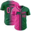 Custom Kelly Green Pink-Black Authentic Gradient Fashion Baseball Jersey