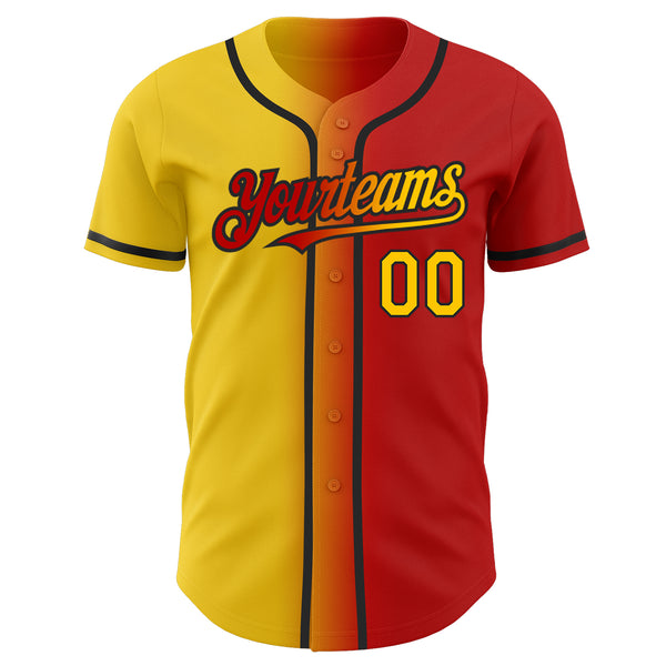 Custom Yellow Red-Black Authentic Baseball Jersey