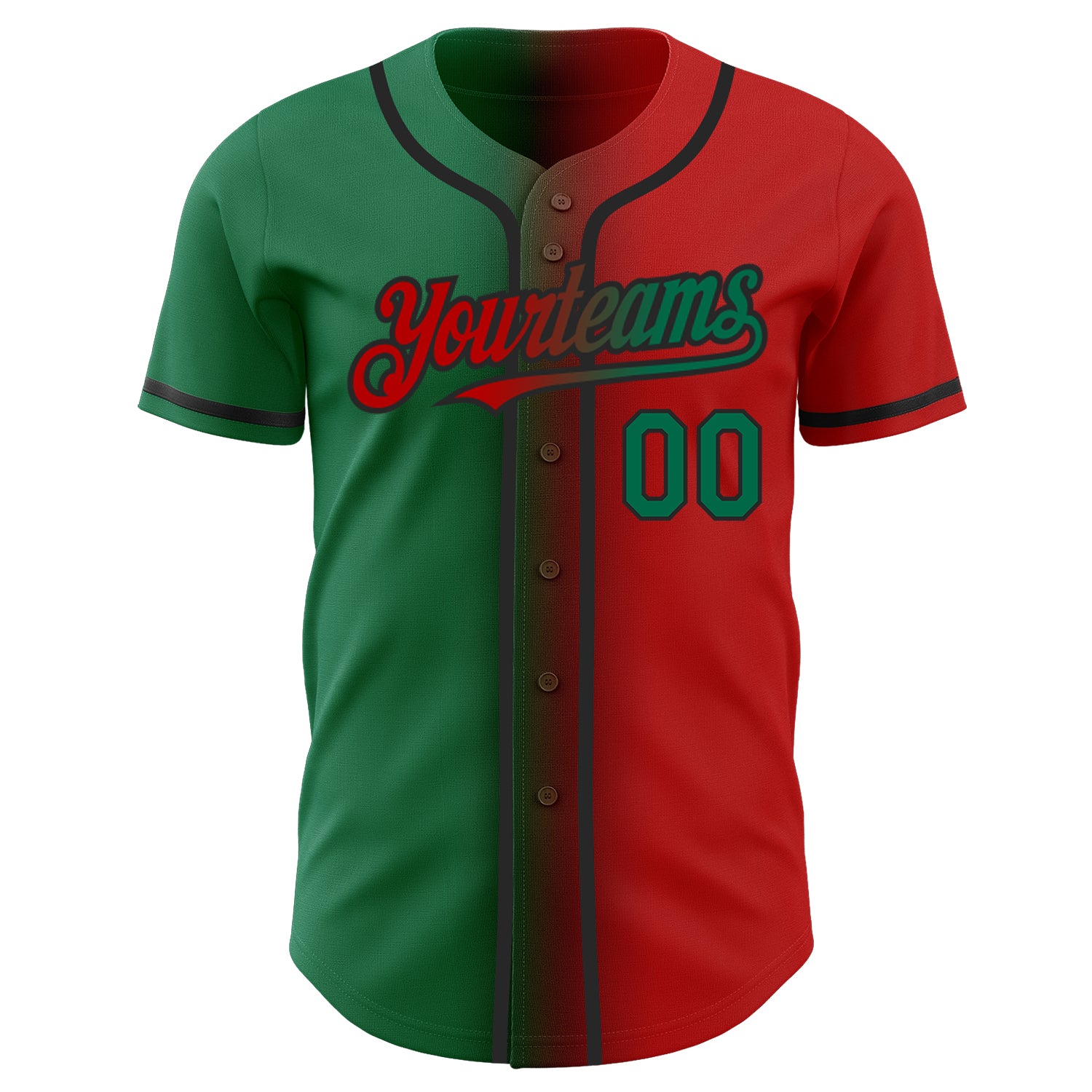 Custom Kelly Green Red-Gray Authentic Split Fashion Baseball Jersey Preschool Size:S