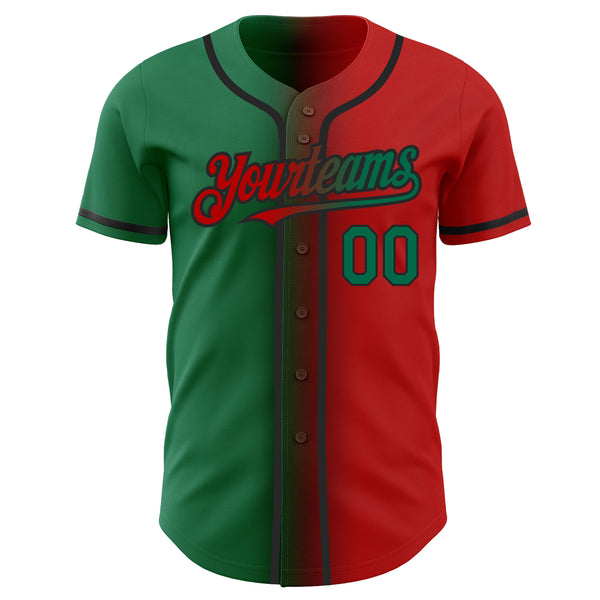 Custom Baseball Jersey Red Kelly Green-Black Authentic Gradient Fashion Women's Size:S