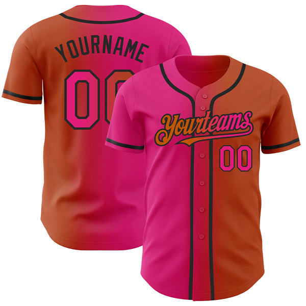 Custom Orange Neon Green Royal-White Gradient Fashion Authentic Baseball Jersey