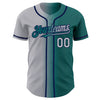 Custom Teal Gray-Navy Authentic Gradient Fashion Baseball Jersey