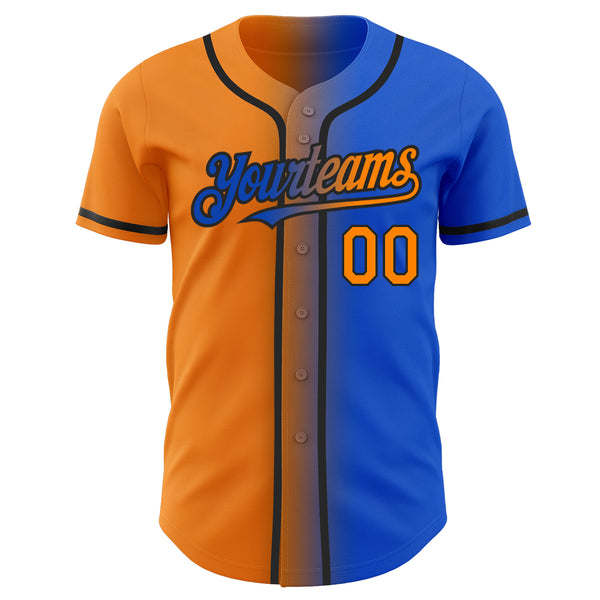  Custom Baseball Jersey, Printed Personalized Team Name Number  Logo, Thunder Blue Bay Orange Black Gradient Sports Uniform For Men Women  Youth : Handmade Products