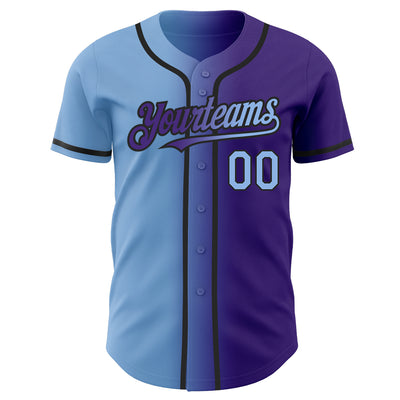 Custom Light Blue Purple-Black Authentic Baseball Jersey Sale