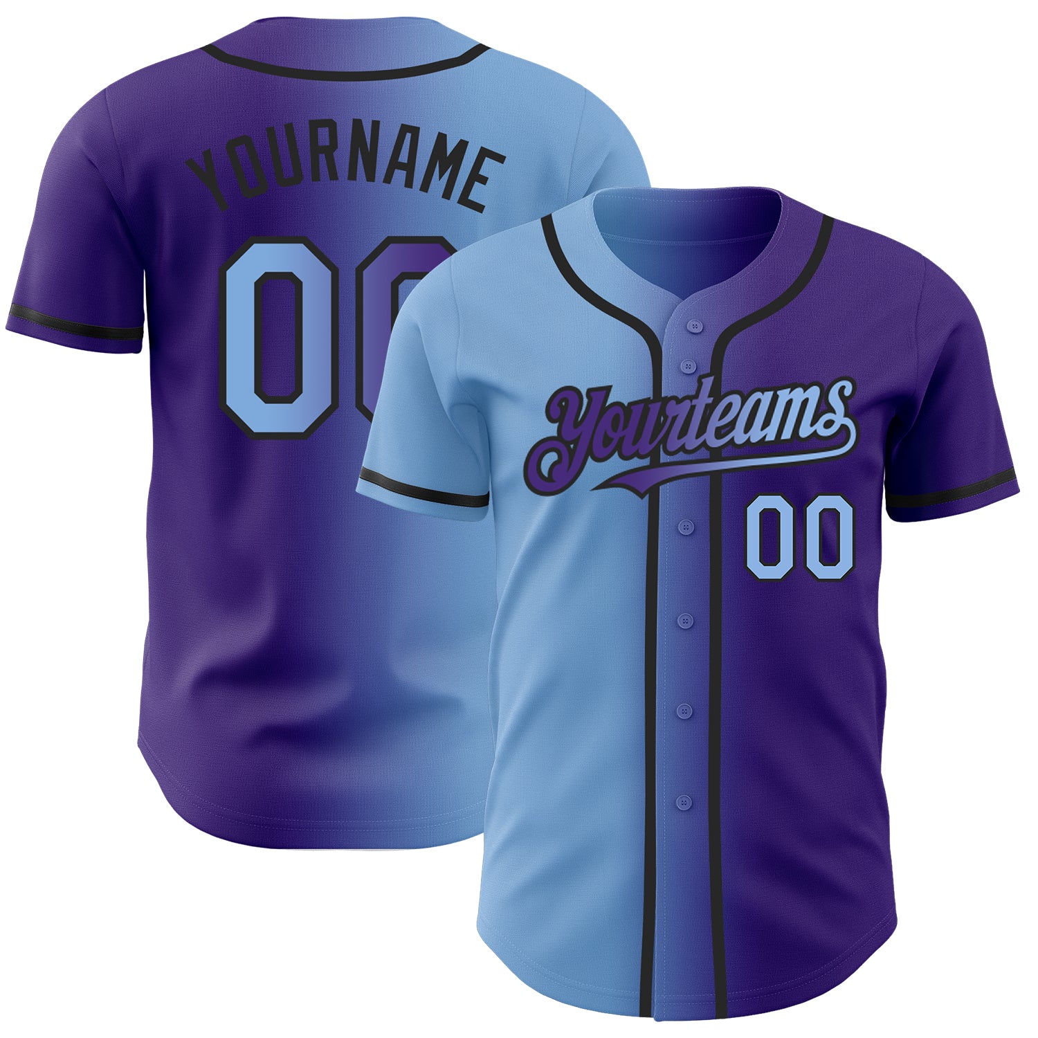 Custom Light Blue Navy-White Authentic Fade Fashion Baseball Jersey in 2023