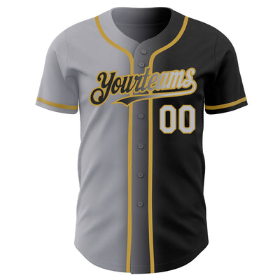 Custom Black Baseball Jersey Gold Authentic - FansIdea