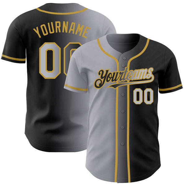 Custom Black Black-Old Gold Authentic Baseball Jersey Men's Size:3XL
