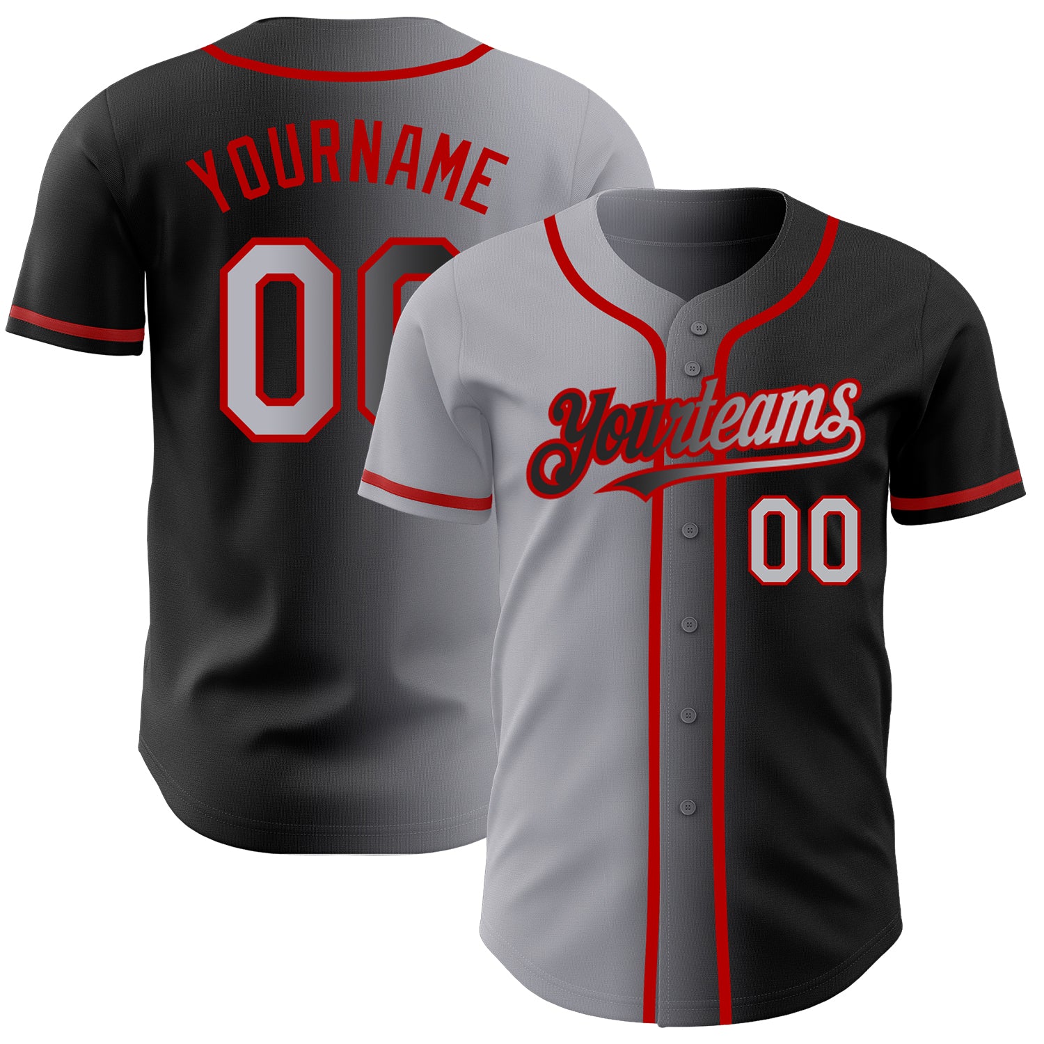 Custom Team White Baseball Authentic Gray Jersey Red