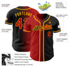 Custom Black Red-Gold Authentic Gradient Fashion Baseball Jersey