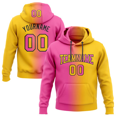 Pink hoodie with yellow sleeves on sale