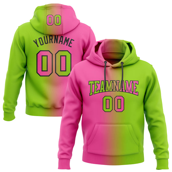 Custom Neon Green Sweatshirt Hoodie Pink Black Gradient Fashion