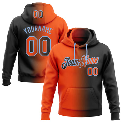 Custom Stitched Black Orange-Light Blue Gradient Fashion Sports Pullover Sweatshirt Hoodie