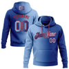 Custom Stitched Royal Light Blue-Red Gradient Fashion Sports Pullover Sweatshirt Hoodie