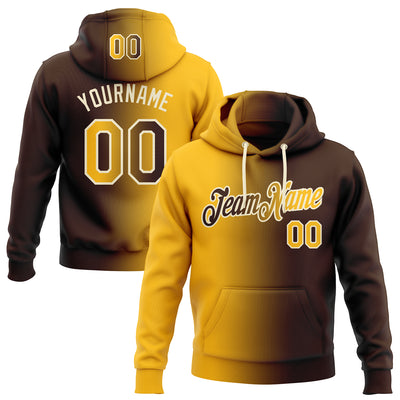 Custom Stitched Brown Gold-Cream Gradient Fashion Sports Pullover Sweatshirt Hoodie