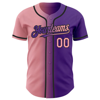 Custom Purple Medium Pink-Black Authentic Gradient Fashion Baseball Jersey