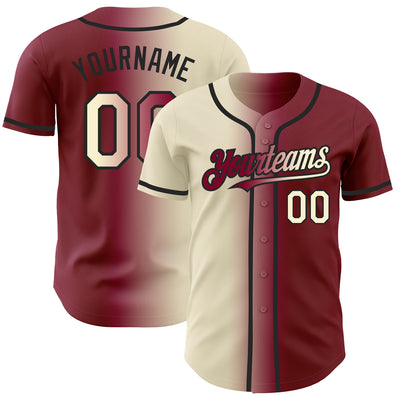 Custom Maroon Cream-Black Authentic Gradient Fashion Baseball Jersey