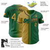 Custom Kelly Green Old Gold-Black Authentic Gradient Fashion Baseball Jersey