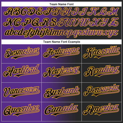 Custom Black Purple-Gold Authentic Gradient Fashion Baseball Jersey