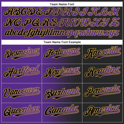 Custom Black Purple-Old Gold Authentic Gradient Fashion Baseball Jersey