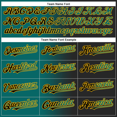 Custom Black Teal-Gold Authentic Gradient Fashion Baseball Jersey