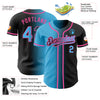 Custom Black Sky Blue-Pink Authentic Gradient Fashion Baseball Jersey