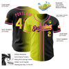 Custom Black Neon Yellow-Pink Authentic Gradient Fashion Baseball Jersey