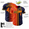 Custom Navy Orange-Gold Authentic Gradient Fashion Baseball Jersey