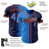 Custom Navy Electric Blue-Orange Authentic Gradient Fashion Baseball Jersey