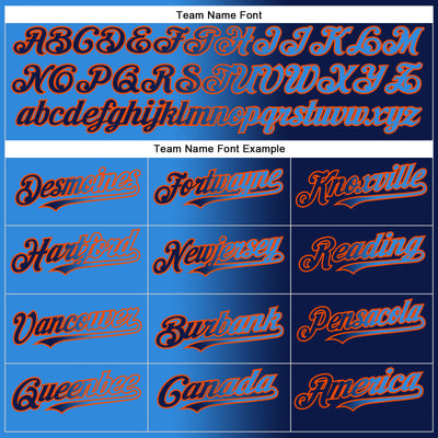 Custom Navy Electric Blue-Orange Authentic Gradient Fashion Baseball Jersey