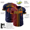 Custom Navy Maroon-Gold Authentic Gradient Fashion Baseball Jersey