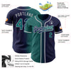 Custom Navy Teal-Gray Authentic Gradient Fashion Baseball Jersey