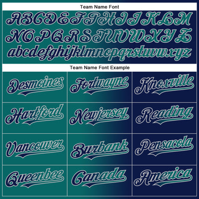 Custom Navy Teal-Gray Authentic Gradient Fashion Baseball Jersey