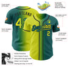 Custom Teal Neon Yellow-Black Authentic Gradient Fashion Baseball Jersey