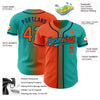 Custom Aqua Orange-Navy Authentic Gradient Fashion Baseball Jersey