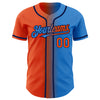 Custom Electric Blue Orange-Navy Authentic Gradient Fashion Baseball Jersey