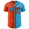 Custom Sky Blue Orange-Navy Authentic Gradient Fashion Baseball Jersey