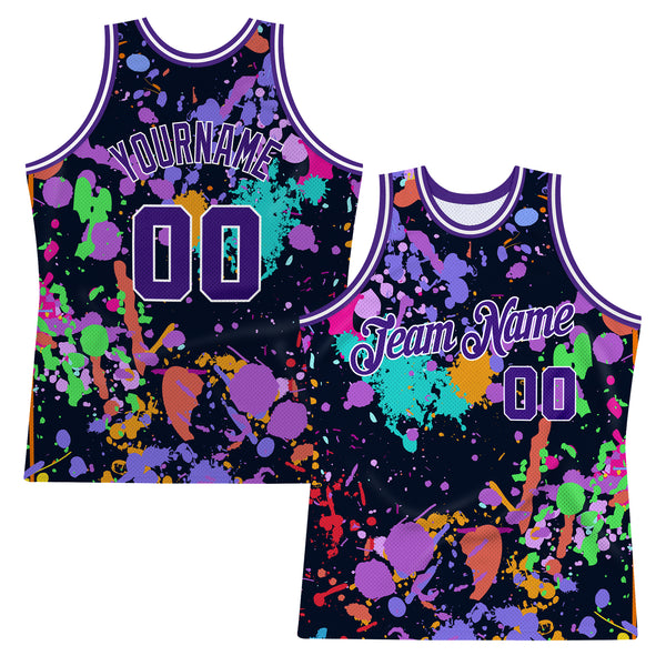 FIITG Custom Basketball Jersey Tie Dye Purple-White 3D Pattern Design Watercolor Gradient Authentic