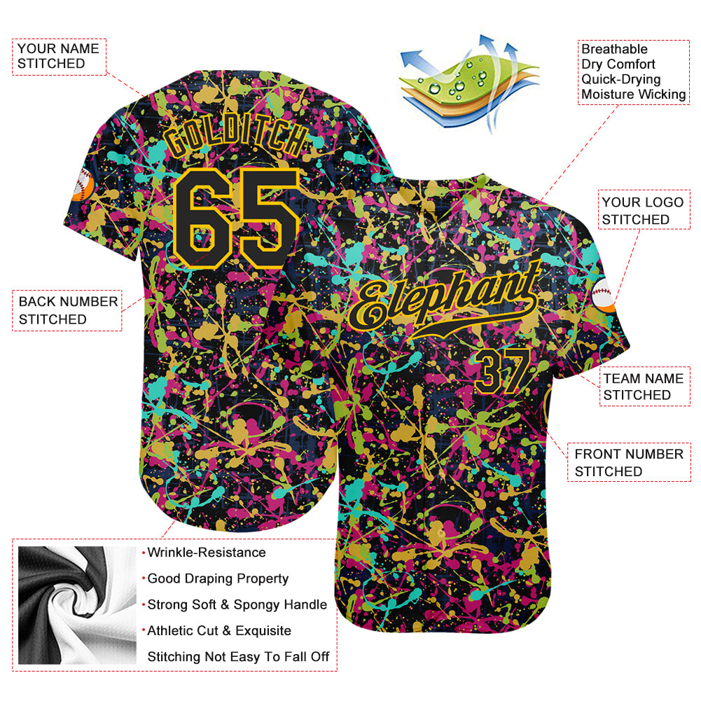 Custom Gold Gold-Black 3D Pattern Design Authentic Baseball Jersey Fast  Shipping – FiitgCustom